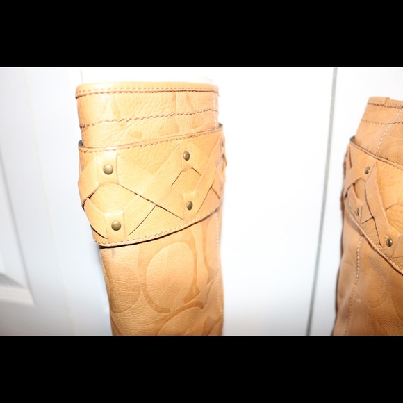 Coach embossed tall leather boots - Picture 3 of 8